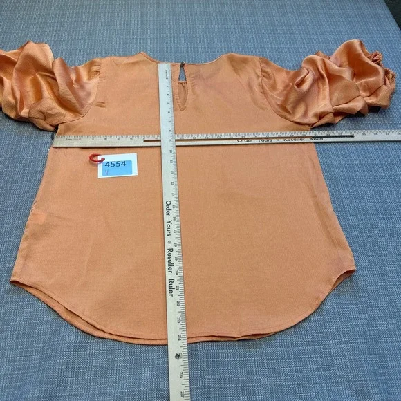 New Vince Camuto Puff Sleeve Top Medium Romantic Cottagecore Orange‎ Feminine - Picture 7 of 10